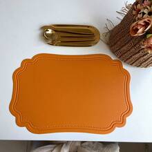 4pcs/1set Faux Leather Nordic Style Coasters, Kitchen & Dining Table Accessories, Heat-Resistant Western Style Placemats, Suitable For Holiday Decor, Party & Banquet Decoration, Tabletop Protection, Washable & Easy To Clean - Multicolor - View 9