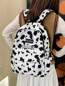 1 pièce Sac à dos personnalisé de retour à l'école, mode vintage, grande capacité, imprimé zèbre, léopard, vache, fermeture éclair, matériau nylon, bretelles réglables, poignée de transport, convient pour l'école, les déplacements, les courses, les voyages en plein air, l'utilisation quotidienne. Cadeau d'anniversaire. - Multicolore - Voir 6