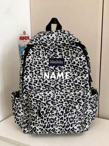 1 pièce Sac à dos personnalisé de retour à l'école, mode vintage, grande capacité, imprimé zèbre, léopard, vache, fermeture éclair, matériau nylon, bretelles réglables, poignée de transport, convient pour l'école, les déplacements, les courses, les voyages en plein air, l'utilisation quotidienne. Cadeau d'anniversaire. - Multicolore - Voir 11