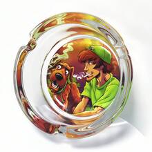 Fashion Creative Pattern Glass Ashtray, 3.34 Inch Round Ashtray, Bar Decor Home Decoration Ashtray, Cartoon Theme Ashtray, Gift For Friends - Colorful - View 5