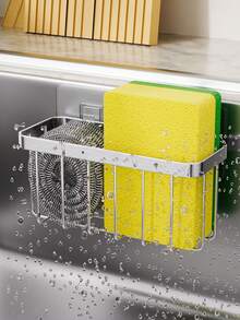 Stainless Steel Kitchen Storage Rack For Sponges, Dishcloths, Ginger, Garlic, And Scallions; A Drill-Free, Self-Draining Design That Is Waterproof And Moisture-Resistant-Easy To Install Without Damaging The Wall. - Multicolor - View 7