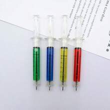 6支創意針筒造型圓珠筆 隨機配色 新奇趣味多色針筒造型圓珠筆 創意禮物 適合護理師與醫生 生日與派對完美選擇 學生開學理想趣味文具 - A - 查看 7