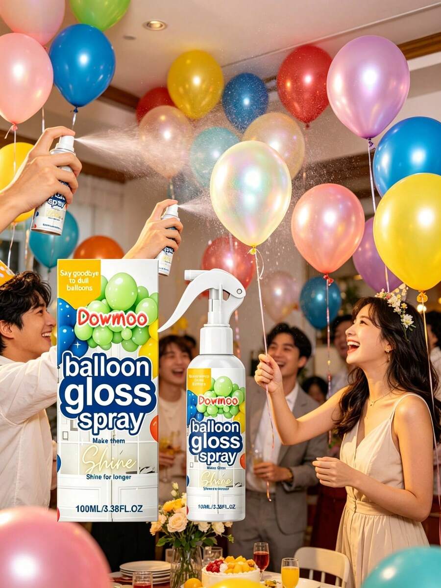 DOWMOO Balloon Gloss Spray, Atmosphere Balloon Surface Brightener, Holiday Party Atmosphere Enhancer/Suitable For Weddings, Birthday Parties, Mall Events, Festival Decor All-Scene Use - View 1