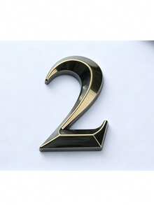 1pc 3D House ABS Digital Letter Classical Retro Copper Geometric Shape Self-Adhesive No-Drill Sunproof Waterproof Number Sign Suitable For American Villa Entrance - House Number - View 13