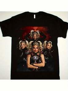 Camiseta de lucha libre para hombre Alexa Bliss - Camiseta gráfica "Let Her In Wyatt Sick 6" con estampado de Alexa Bliss, de manga corta, corte relajado de alta elasticidad, lavable a máqui - Negro - Ver 1