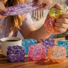 1pc Sphere-Shaped Magic Cube Squeeze Toy - Sensory Stress Relief Toy With Slow Rebound, Helps Relieve Stress And Release Emotions, Ideal Party Gift, Random Style - Multicolor - View 3