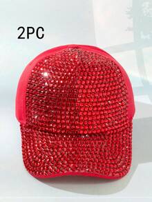 1 pieza Gorra de béisbol de protección solar para mujer con diamantes de imitación en color AB, Halloween - Multicolor - Ver 34