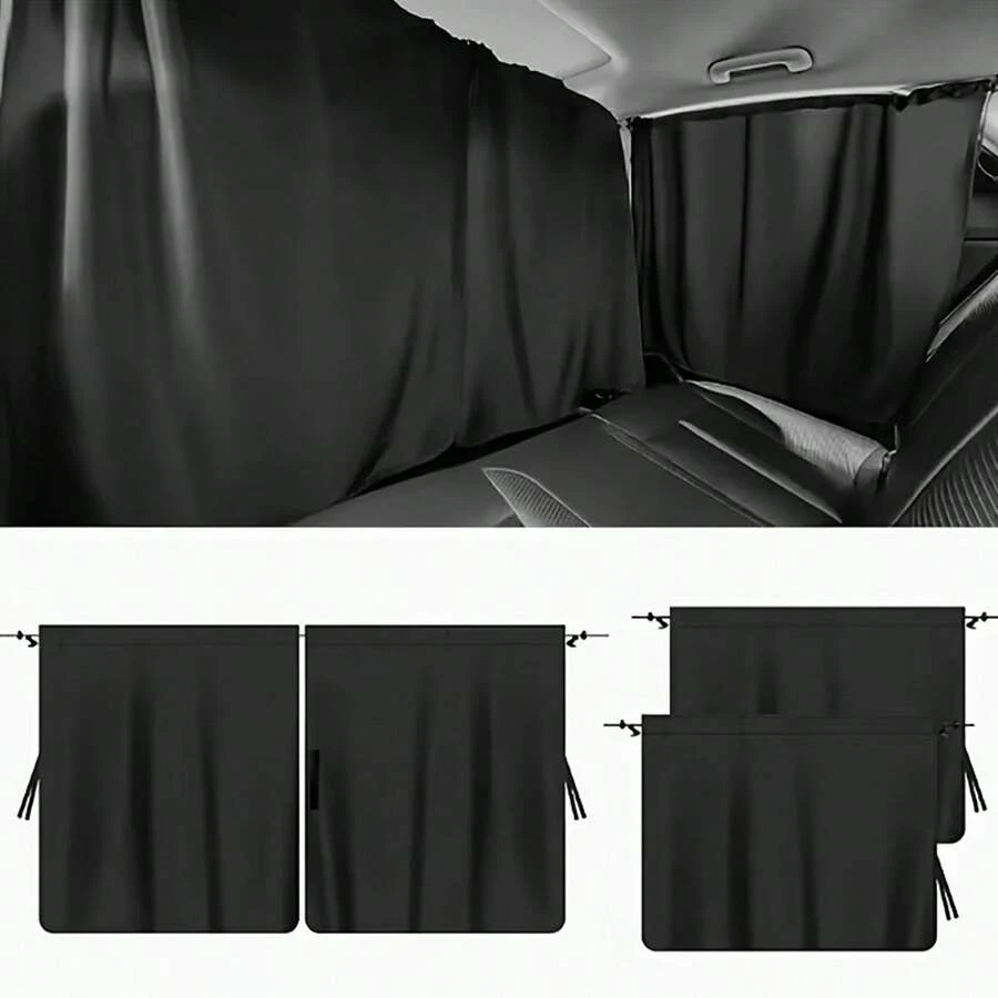 Car Privacy Curtains Set - Specifically Designed For Sedans And SUVs, Including Rear Seats And Side Window Screens, With Storage Pockets. For Use Only While Parked.