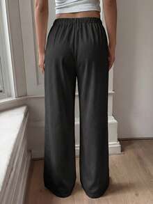 Vaiaye Women's Summer White Casual Linen Wide Leg Pants, Drawstring Elegant Trousers Suitable For Street Daily Wear And Beach Vacation Black - Black - View 2