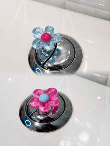 2 Stücke ausgehöhlte Blumen in leuchtenden Farben, als Hilfsknöpfe zum Spülen des Toilettenspülkastens, um lange Nägel zu schützen. Schöne Form und glänzender Glanz, von Nagelkunst-Enthusiasten als Hilfsknöpfe verwendet. - Blumen - Übersicht 2