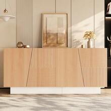 Modern 160cm Sideboard Offering Ample Storage Space, A Geometric Design And An Adjustable Shelf – Ideal Storage Unit For The Living Room, Dining Room And Entrance. - 自然色 - 查看 12