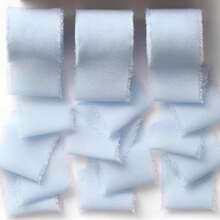 3rolls One Pack,15yard White Chiffon Ribbon, Fringe Fabric Ribbon, Handmade Wedding Bouquets Material, Gift Packaging Materials, Cake Decor Ribbon, Clothing Decor, Wedding Decor, Party Decor, Gift Decor, Bow Decor - Sky Blue - View 7