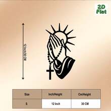 Hello Young 1pc 2D Flat Prayer Hands With Rosary Metal Wall Art, Iron Wall Decor, Perfect For Meditation Room, Bedroom Decoration, Ideal Gift For Christmas, New Year, Ramadan, Religious Believers, Art Collectors, 2D Flat - Multicolor - View 5