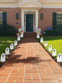 6pcs Halloween Ghost Garden Decor Stakes, Autumn Harvest Garden Signs, White Little Ghost Fall Yard Decor Stakes, Outdoor Decoration, Suitable For Halloween, Harvest Thanksgiving Home Lawn Porch Holiday Front & Backyard Decor, Garden Decor Stakes, Halloween Table Centerpiece Bouquet Decor, Flower Pot Decor, Halloween Decoration - White - View 8