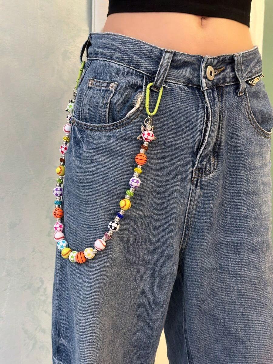 Original DIY Colorful Football Pants Chain Fashionable Men And Women Accessories Y2K Hip-Hop Jewelry Party Holiday Gift Product Color Randomly Sent