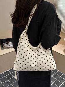 Women's Solid Color PU Leather Fashion Large Capacity Daily Shoulder Bag - White - View 5