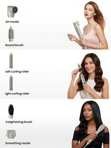 UKLISS 6-In-1 Foldable Hot Air Styler With 110,000 RPM High-Speed Brushless Motor, Fast Drying And Hair Protection; Built-In 200 Million Negative Ions, Effectively Eliminates Static And Smooths Frizz. One Machine Achieves Automatic Curling, Straightening And Multiple Styling, Paired With Multiple Wind Speed And Temperature Control Adjustments, Supported By LCD High-Definition Digital Display, Foldable Body, Compact And Portable, Easy Storage. - Multicolor - View 10