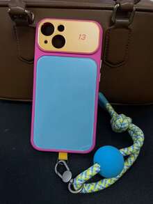 Ins Vibrant Dopamine Color Block Phone Case Compatible With IPhone 17 Pro Max 16 Pro Max 15 14 Pro 13, Unisex Couple Shockproof Protective Cover, Unique Aesthetic - Hot Pink - View 11