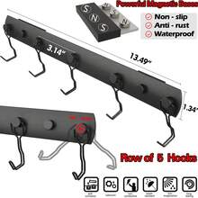 Magnetic Mount 5 Hooks For Hanging BBQ Utensils Non-Slip Heavy Duty Magnetic Holder For Traeger Pellet Pit Boss Blackstone Grill Smoker - A - 查看 2