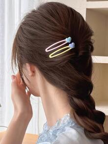 4/8/16pcs/Set Macaron Color Sweet Heart Hair Clips, Yellow, Pink, Purple, Blue 4-Color Combination, With Soft Cute 3D Heart - Suitable For Women And Girls, Perfect For Daily School, Dating, Vacation, Graduation Season, Party, Random Color,Hair Claws - Multicolor - View 2