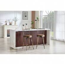 Modern Windsor-Style Metal Bar Stool With Padded Seat, Ideal For Kitchen Islands, Bars, And Restaurants; Industrial-Style Bar Stool At Bar Height; Vintage And Minimalist Style - Brown 1 - View 4