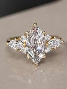 1pc Elegant Cubic Zirconia Ring, Suitable For Women To Wear, Suitable For Wedding, Engagement, Anniversary Party, Valentine's Day Gift - Yellow Gold - View 5