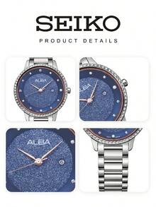 Seiko 精工 ALBA 女士石英表，闪亮表盘搭配水晶表圈，不锈钢表带，优雅正装表，适合派对和日常佩戴，完美的 情人节礼物 AH7W29X1 - AH7W29X1 - 查看 6