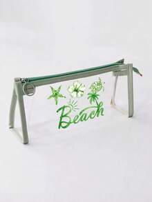 Bolsa de playa de PVC impermeable de moda, con estampado de letras coloridas, bolsa de maquillaje de PVC, bolsa de almacenamiento de viaje con cremallera - Bolsa de maquillaje y artículos de tocador ligera y resistente a la decoloración, adecuada para hombres y mujeres, perfecta para nadar, bucear y vacaciones de verano - Ligera, adecuada para hombres y mujeres jóvenes, accesorios de bolsa de playa, artículos esenciales de viaje, accesorios de viaje, artículos esenciales de vacaciones, artículos esenciales de verano, temporada de bodas, regalo para damas de honor - Multicolor - Ver 13