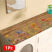 1 pieza, Decoración del hogar, Estampado de patrón floral, Alfombra de cocina de lino, Tapete de cocina, Tapete de piso, Tapete de baño, Tapete de puerta, Impresión 3D rectangular, Adecuado para sala de estar, dormitorio, pasillo, baño, lavandería - Alfombra de poliéster, Adecuado para decoración del hogar interior y exterior - Multicolor - Ver 17