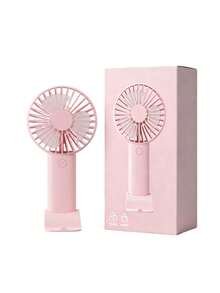 1件/套 手持式USB風扇，可攜式充電風扇，3段風速模式，300mAh電池，2W輸出功率，附底座可當手機/平板支架使用，適合戶外活動、海灘、辦公室、學校與居家，女孩與嬰兒適用涼感風扇 - 彩色 - 查看 2
