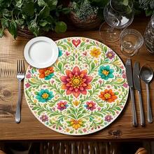 1/2/4/6/8/300pcs Minimalist Abstract Floral Pattern Luxury Placemats, Machine Washable Polyester Material, Heat-Resistant, Stain-Resistant, Waterproof And Easy To Clean, Suitable For Party And Kitchen Decor - Multicolor - View 2