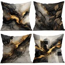 4入組黑金大理石紋路奢華單面印花抱枕套/靠墊套，多場景氛圍裝飾枕套適用於客廳沙發臥室，不含枕芯，40x40cm/45x45cm/50x50cm - 彩色 - 查看 2
