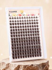 MAANGE 168簇棕色分段式假睫毛，混長度自貼式睫毛簇，仿貂毛睫毛接長，自然逼真單簇睫毛，初學者DIY睫毛工具，女性禮物 - D - 查看 3