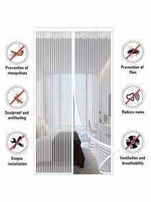 Magnetic Door Curtain, Summer Insect-Proof Mosquito Net Door Screen Fly Proof Self-Closing For Kitchen Living Room Invisible Net Room Decor Garden Home Decor Outdoor Decor - A - View 3