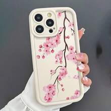 1 Funda Antigua Blanca con Estampado de Cerezo Rosa, Material TPU -Caer Cortes Precisos Protección Completa para Apple  11/12/13//14 15 16 Pro /16Pro Max, 16 Plus - Regalo Ideal Aniver - Multicolor - Ver 2