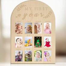Wooden Baby Monthly Growth Commemorative Photo Frame, Newborn Growth Record Photo Display Ornament, Hanging Decor, Great Gift For Newborns - 1PC - View 1