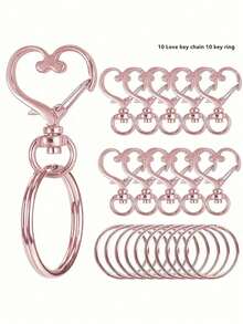20/80pcs Heart Shaped Rotating Hooks With Key Rings - (Keychain + Key Ring) Keychain Making Accessories, Jewelry Making Accessories, DIY Handmade, Jewelry - Multicolor - View 18