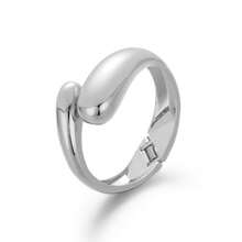 1pc INS Style Asymmetric Wavy Glossy Metal Bracelet, Women's Casual Commute Jewelry - White Steel Color - View 6