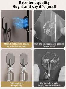 High-Strength Magnetic Refrigerator Hooks, Easy To Install, Durable And Rust-Resistant, Wall-Mounted Design, Wear-Resistant, Suitable For Kitchen, Behind Door, Refrigerator Wall Storage And Other Home Storage Scenarios - Multicolor - View 10
