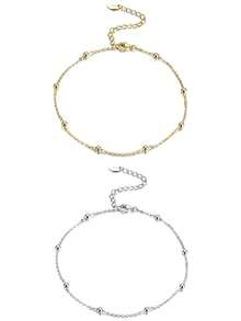 ORSA JEWELS 1pc 925 Sterling Silver 14K Gold Plated Geometric Chain Anklet, Minimalist Women's Ankle Jewelry, Suitable For Summer Beach, Wedding, Party, Banquet Gift - SA106 - View 8