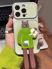 1個 3D可愛情侶長腿貓卡通動物矽膠手機背貼支架 - 彩色 - 查看 3