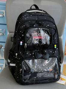 Star Pattern Ita Bag Backpack, Transparent Layer Student Backpack, Japanese Sweet Style Commuter Bag - Multicolor - View 10