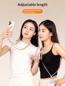 Runway Round Metal Phone Lanyard, Adjustable Short Phone Chain, 2026 New Smartphone Wrist Strap Charm, 7mm Thick Braided Strap, Universal Premium Smartphone Accessory, Outdoor Sports Running Anti-Theft Anti-Loss Anti-Drop - Multi-color - Adjustable Long - View 5