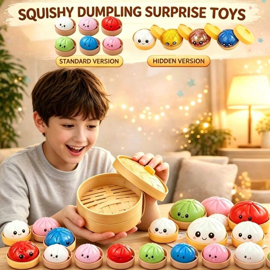 Glitter Dumpling: 10 Colors Random Stress Balls, Aesthetic Desktop Sensory Toy, Office Fidget - 隨機一人 - 查看 1