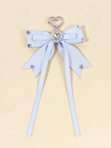 1pc Satin Bow Rhinestone Heart Decor Long Ribbon Pendant, Bag Charm With Metal Heart Buckle Design, Girly Style, Versatile Accessory For Daily Commute, Dating, Photos, Gentle Vibe Multi-Layer Satin Ribbon Pendant - Multicolor - View 10
