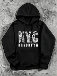 Hoodie Pria Ukuran Besar Musim Gugur/Dingin Kasual Motif Huruf Hitam | Desain Pas yang Indah | Item Penting Musim Gugur/Dingin | Serbaguna dan Mudah Dipakai, Menampilkan Gaya Pribadi - Hitam - View 3