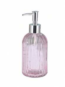 1個 400ml/13.52oz 玻璃皂液器，配防鏽不鏽鋼泵頭，垂直條紋設計，適用於廚房和浴室的高級皂液器 - 彩色 - 查看 10