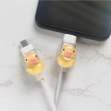 Charming Duck Soft USB Cable Protector - Data Cable Protection Sleeve For Phone Accessories - Durable, Anti-Break, Exquisite Design - Yellow - View 1