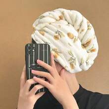 1pc Cute Thick Lace Hair Drying Towel, Absorbent Coral Fleece Shower Cap, Soft & Portable Quick Dry Hair Turban (Random Color Trim) - Multicolor - View 11