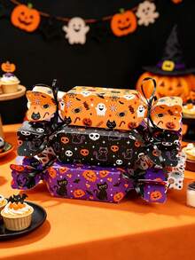 4pcs Halloween Gift Boxes, Trick Or Treat Candy Packaging Boxes With Ghost Pumpkin Skull Patterns, Halloween Party Gift Bags, Halloween Gift Wrapping Supplies, Halloween Decorations 2026, Halloween Gifts, Halloween Party Decorations, Halloween Party Supplies, Christmas Gifts, Back To School Season - Halloween Pumpkin Ghost - View 4